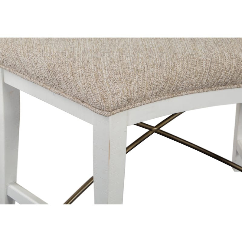 Magnussen Home Heron Cove Chalk White And Dovetail Grey Upholstered Curved Bench - 52''W x 21.75''D x 19''H