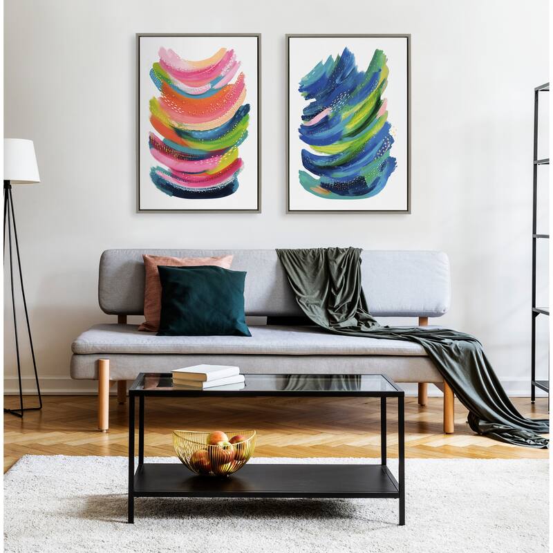 Kate and Laurel Sylvie Bright Abstract Framed Canvas By Jessi Raulet