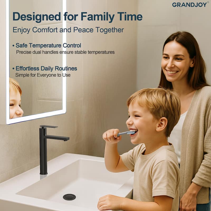 GRANDJOY 2-Pack High-Arc Bathroom Vanity Faucet, Single Hole Installation