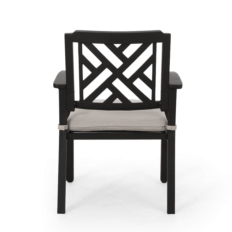 Roomfitters Accent Outdoor Dining Chairs, Set of 2 in Light Beige and Antique Matte Black, Stylish and Durable Aluminum Design