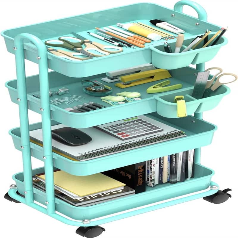 Heavy Duty 4-Tier Utility Rolling Cart - 12.25"D x 17"W x 37"H