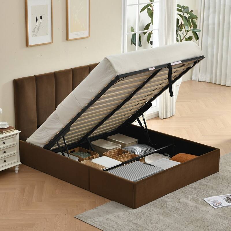 Full Size Lift-Up Storage Bed, White