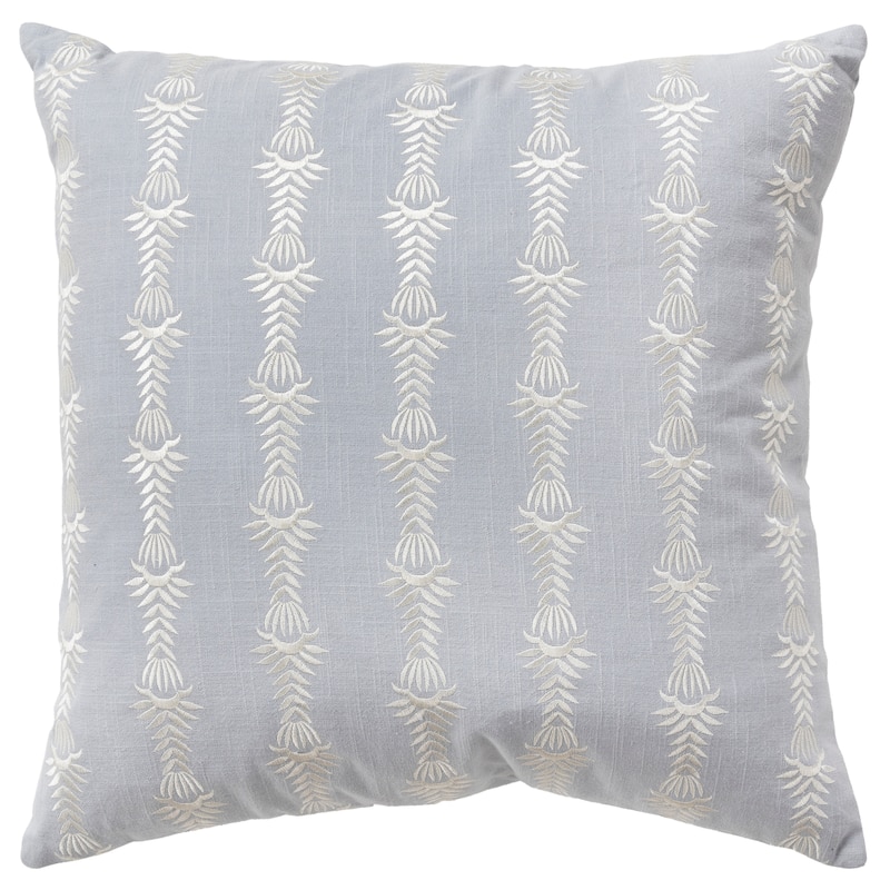 Rizzy Home Embroidered Throw Pillow Cover - Light Blue