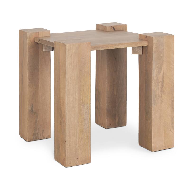 HomeRoots 23" Natural and Brown Solid Wood and Wood Tray Table - 23.00 in. x 21.75 in. x 23.00 in.