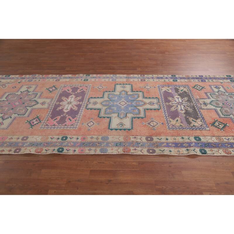 Hand Knotted Oriental 100% Wool Carpet Traditional Tribal Coral Ardebil Area Rug - 11' 1'' X 4' 7''