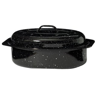 Black Ceramic on Steel - Quantity 2 Columbian Home Products 6106-2 Graniteware Oval Roaster 13 x 8 x 5-in 