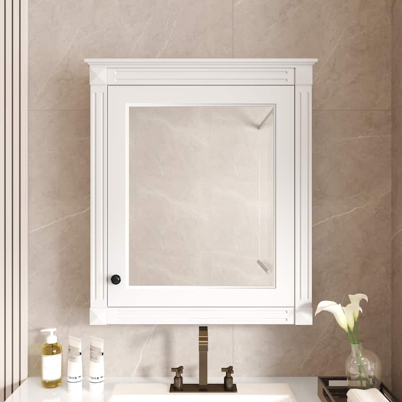 24'' x 27'' Wall Mounted Bathroom Storage Cabinet with Mirror, Medicine Cabinet with Height Adjustable Shelf