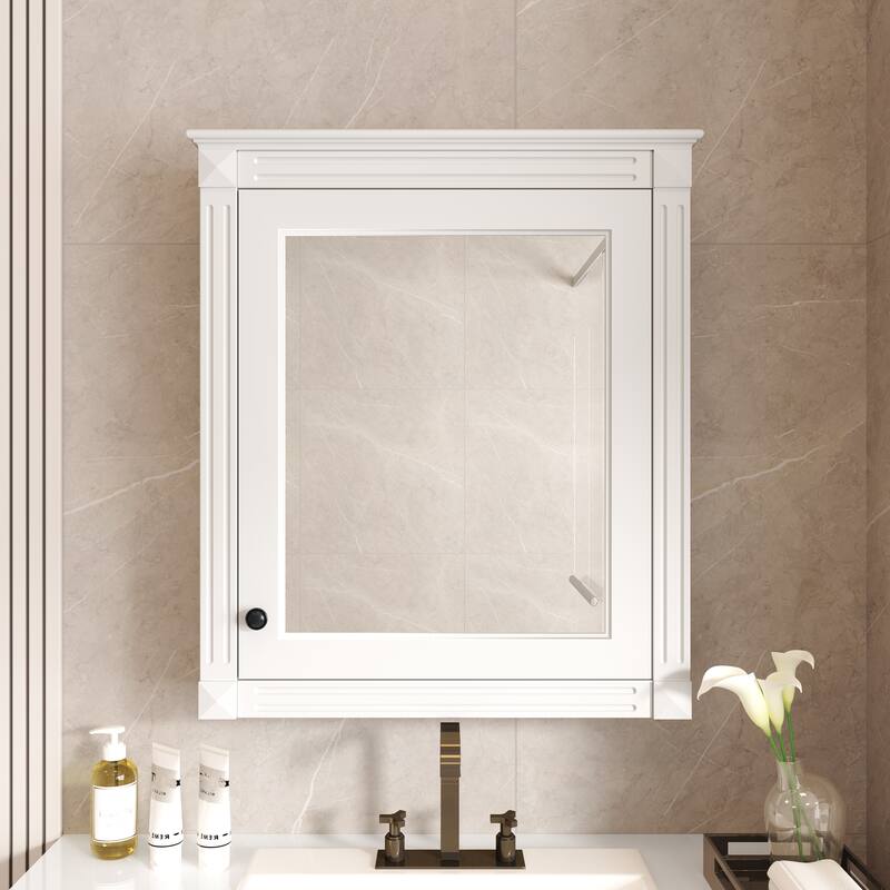 24 in. W x 27 in. H Rectangular Wood Medicine Cabinet with Mirror and Adjustable Shelves