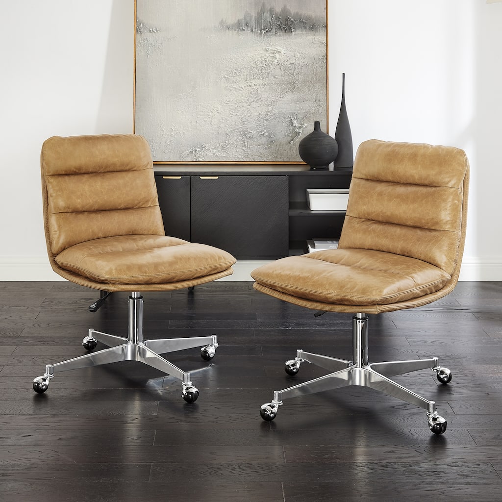 Art Leon Leather Swivel and Adjustable Desk Chair (Set of 2)