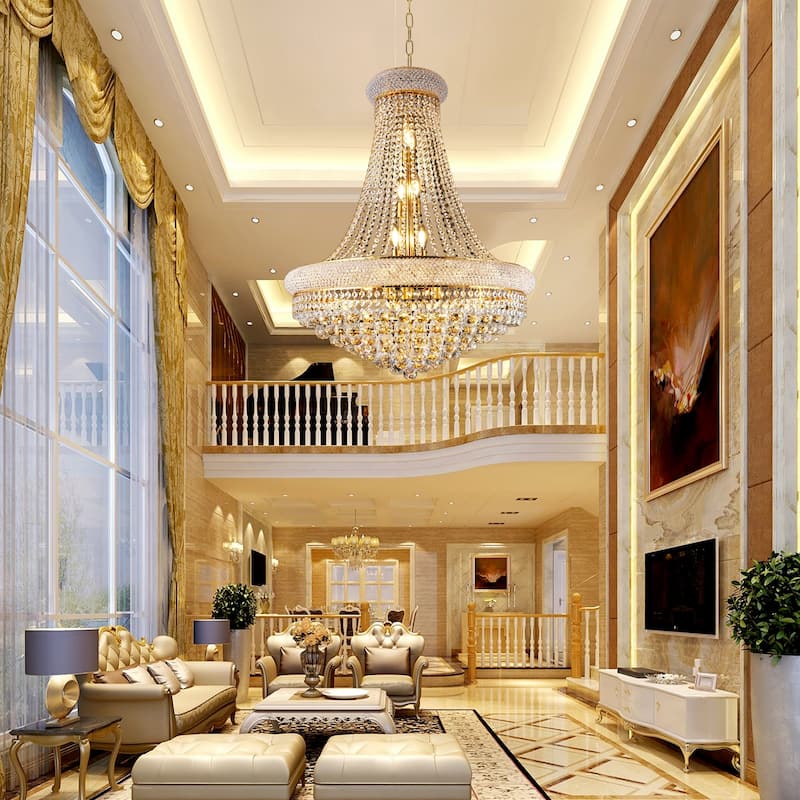28-Inch Crystal Chandelier Lighting Modern Interior Luxury K9 Bedroom Crystal Chandelier Ceiling Light