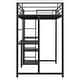 preview thumbnail 9 of 7, Black Twin Size Metal Loft Bed with Desk, Shelves, and Ladder