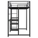 preview thumbnail 9 of 7, Metal Loft Bed Frame with Desk and Whiteboard, Twin Size Loft Bed with 3 Shelves, Ladder and Guardrails for Kids, Teens - Black