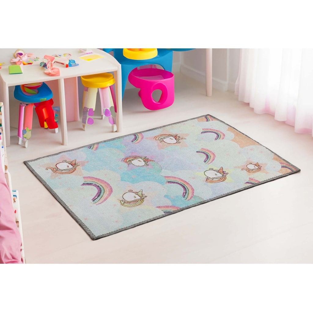 Unicorn Rainbow Colorful Playroom Indoor Area Rug by Superior