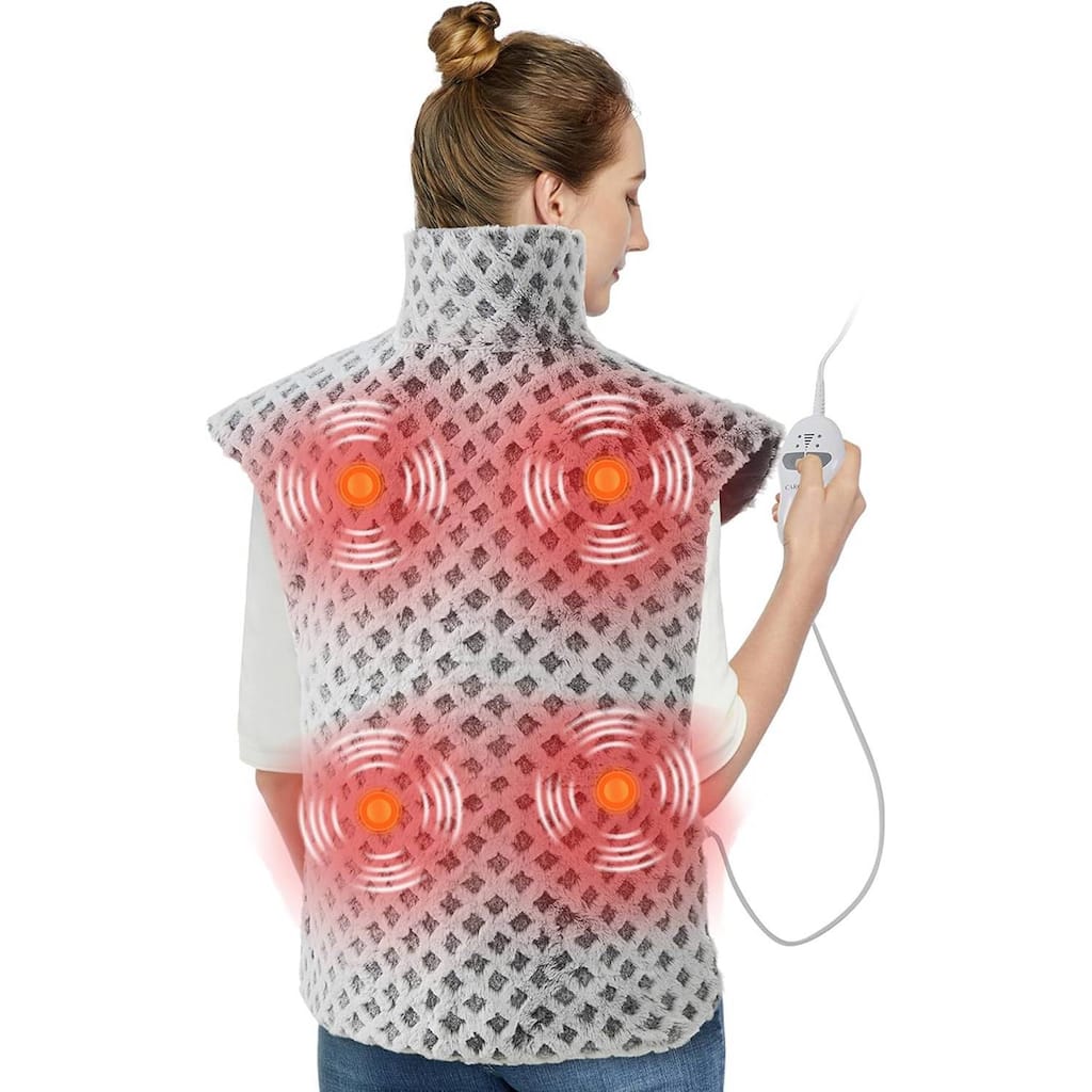 35"x24" Electric 4 Massaging Heating Pad for Back Neck Shoulders Pain Relief, Best Winter Gifts