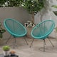 Anson Outdoor Steel Chairs w/ Hammock Rattan Seating (Set of 2) by Christopher Knight Home