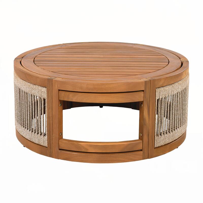 27.95" Acacia Wood Outdoor Coffee Table,All-Weather Durability