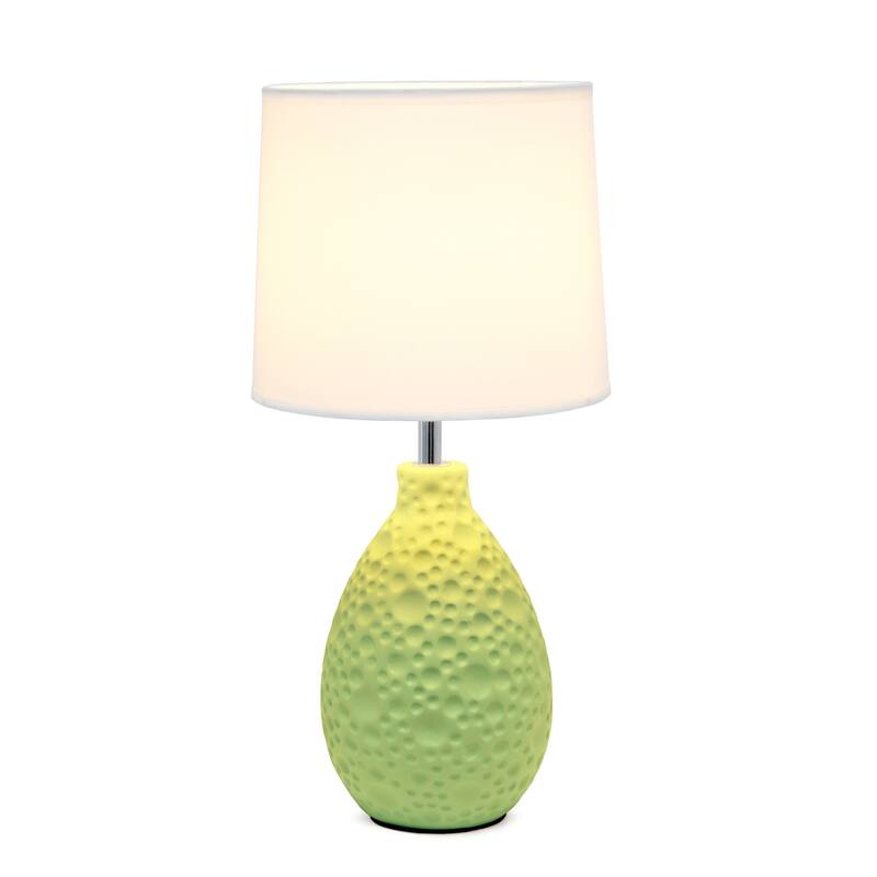 14.17 in. Green Finish Table Lamp with White Shade, Sturdy Table Lamp for Living Rooms and Bedrooms