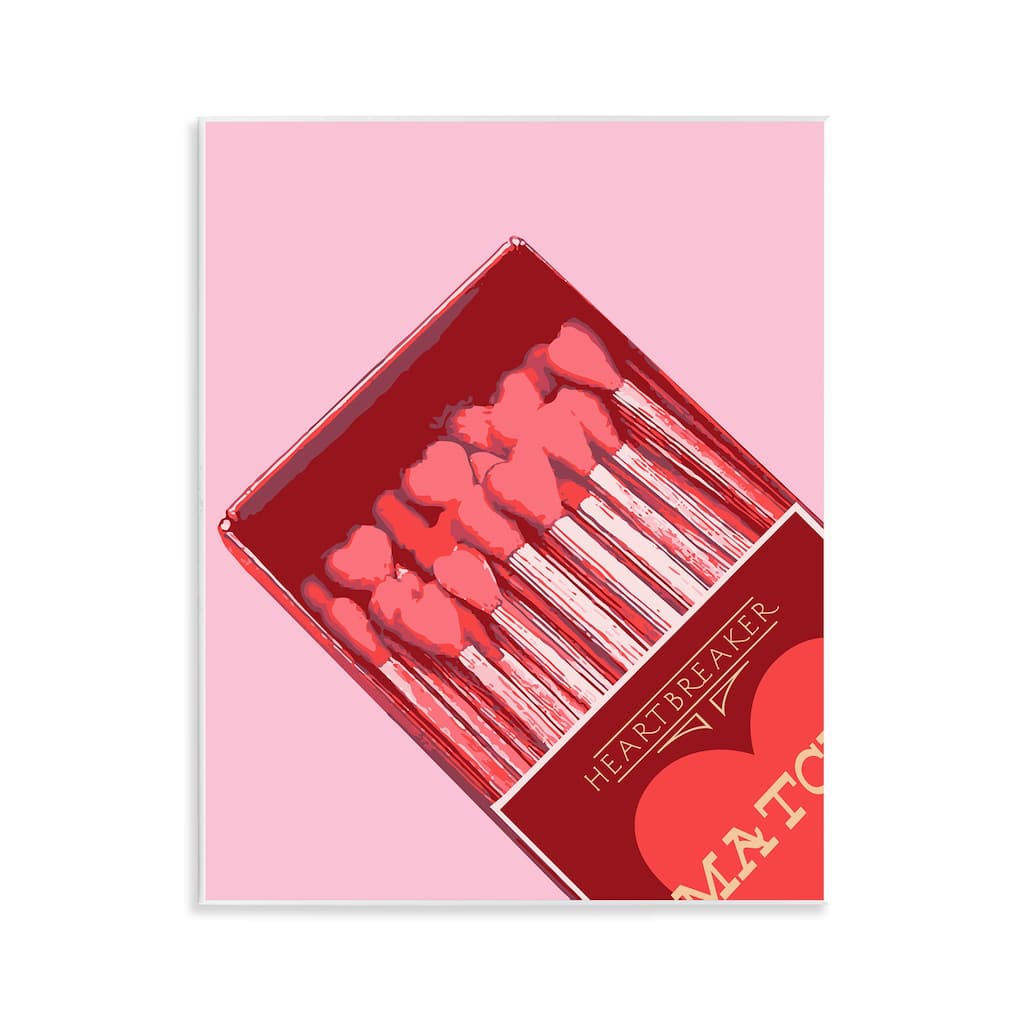 Stupell Pink Heart Shaped Matches Wall Plaque Art Design By Lil' Rue