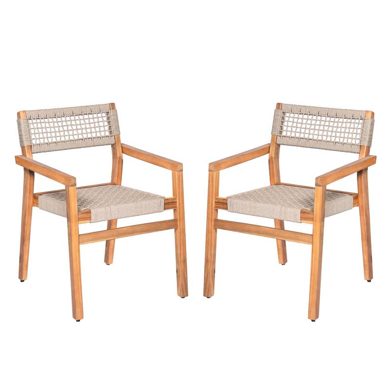 Christopher Knight Home - Lyla Outdoor Rope Woven Acacia Dining Chair Set (Only chair)