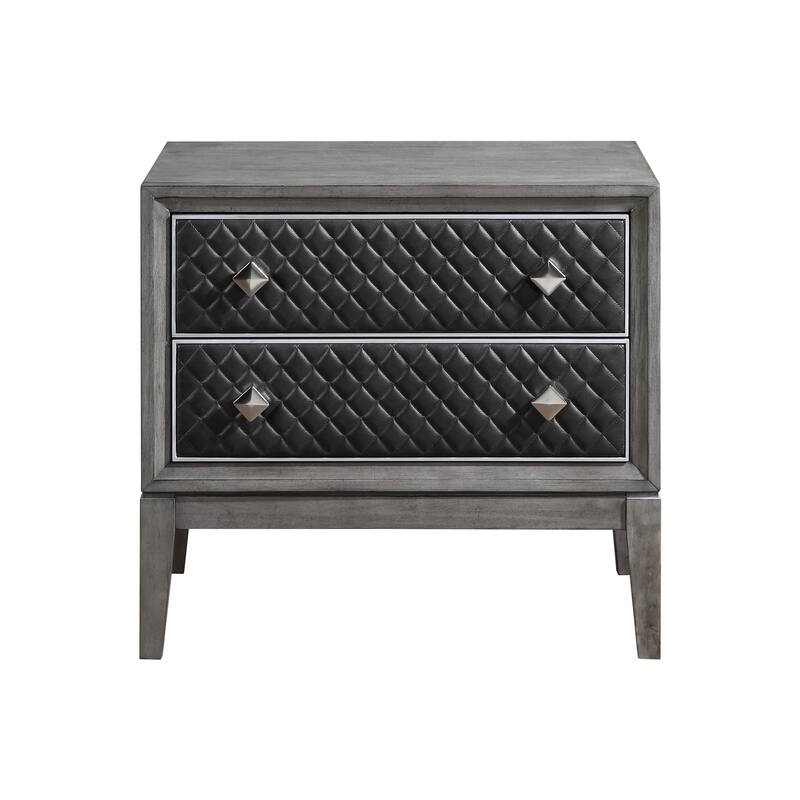 Modern Styling Nightstand, Faux Leather Upholstered Drawer Storage Cabinet, Living Room Side Table with Wooden Top