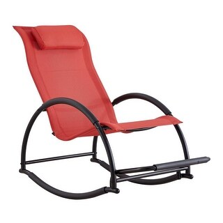 Red Rocking Comfy Chair Red Fabric Rocking Chair with Head Pillow, Thick Iron Tube Frame and ...