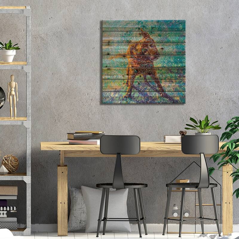 Twisted Blue Print On Wood by Iris Scott - Multi-Color