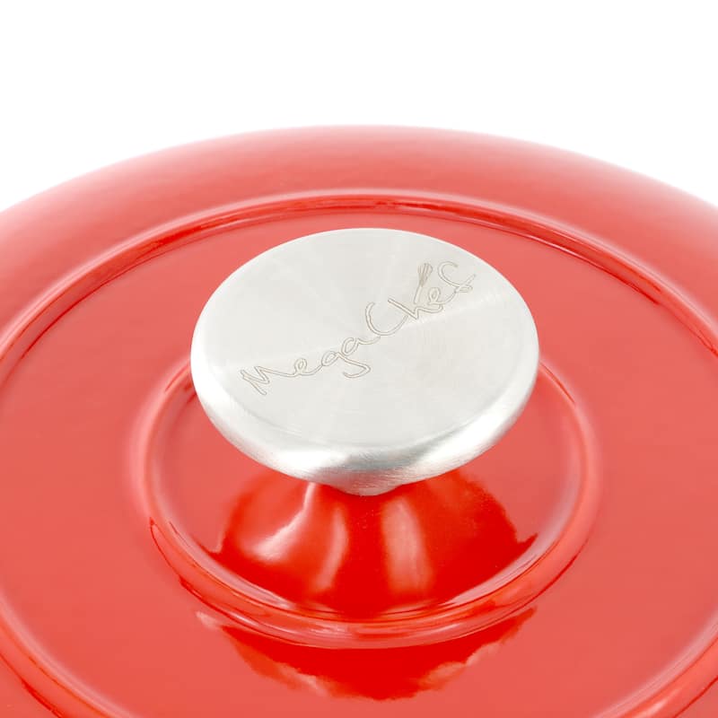 Enameled Cast Iron 6 Quart Bread Pan Includes Baking Mat in Red