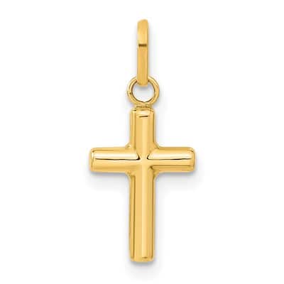 Curata 14k Yellow Gold 18" Polished Small Hollow Cross Necklace - 16x10mm