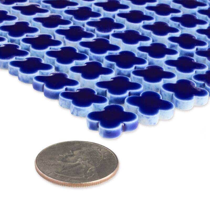 Merola Tile Fioretti Glossy Cobalt Blue 12" x 12" Porcelain Floor and Wall Tile