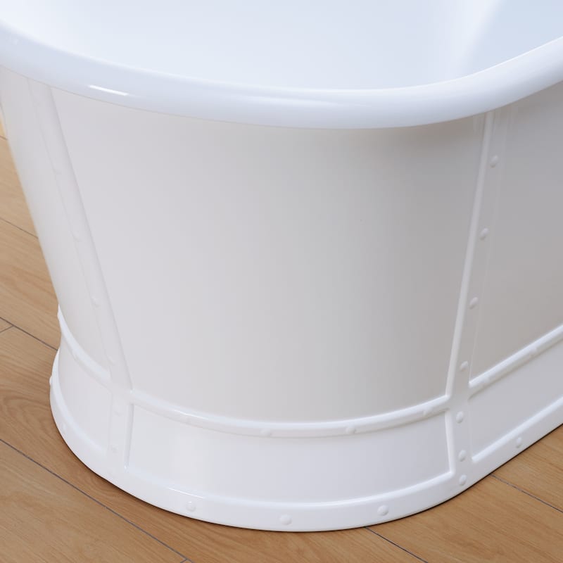 66'' W,69 GALLONS Freestanding Acrylic Soaking Bathtub With Drain And Overflow Holes