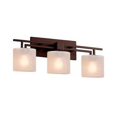 Justice Design Fusion Aero 3-light Dark Bronze Bath Bar, Frosted Crackle Oval Shade