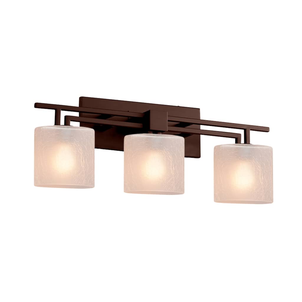 Justice Design Fusion Aero 3-light Dark Bronze Bath Bar, Frosted Crackle Oval Shade