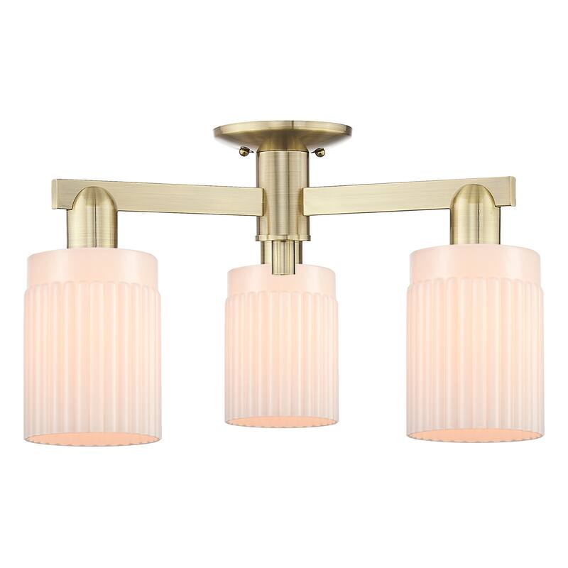 Innovations Lighting 716-3F-11-22 Hadley Semi-Flush Hadley 3 Light 22" - Antique Brass / Matte White