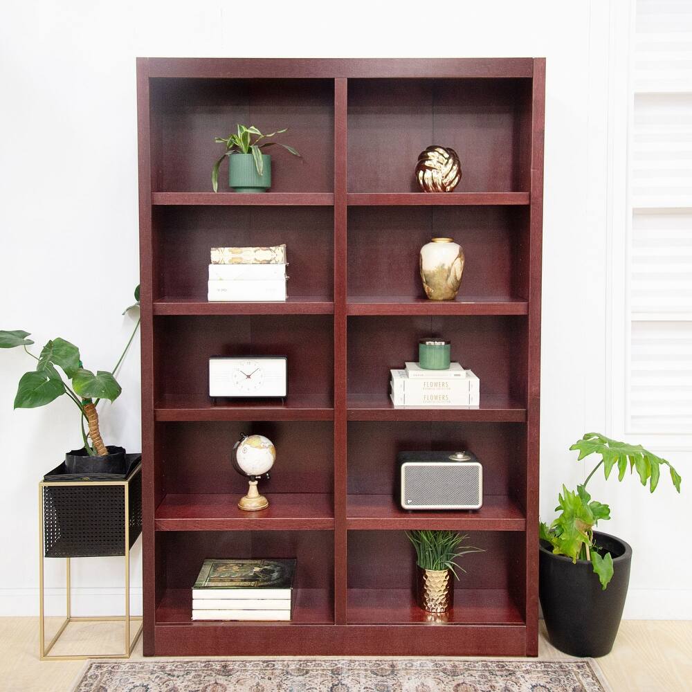 Concepts in Wood Double Wide Wood Bookcase, 10 Shelf, 72 inch Tall