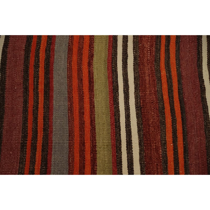 Hand Woven Oriental 100% Wool Carpet Southwestern Geometric Oranges & Rust Kilim Area Rug - 9' 7'' X 4' 10''