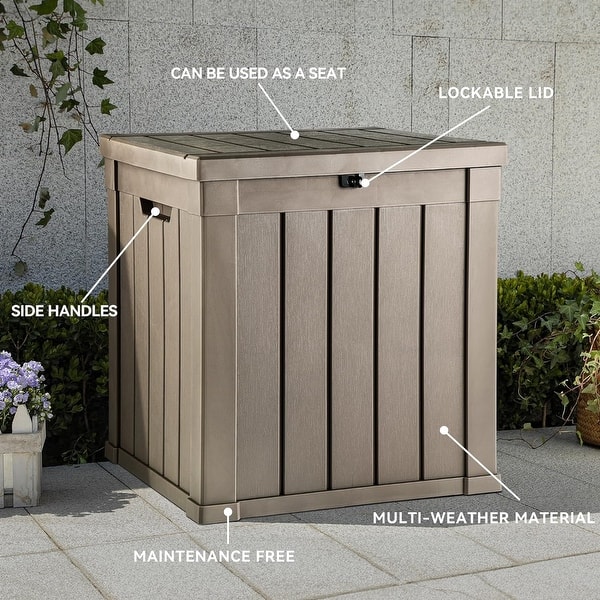 GOOBED 120-Gallon Deck Box With Cushion, Waterproof Outdoor