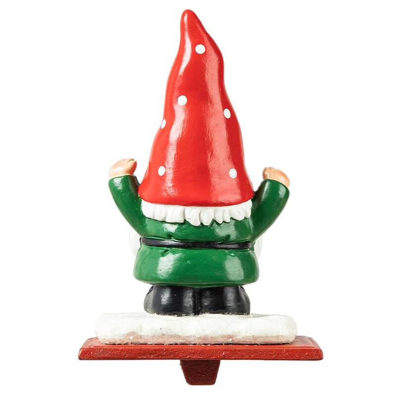 Glitzhome Resin Santa Snowman Penguin Gnomes with JOY Christmas Stocking Holders Mantel Ornament(Set of 3)