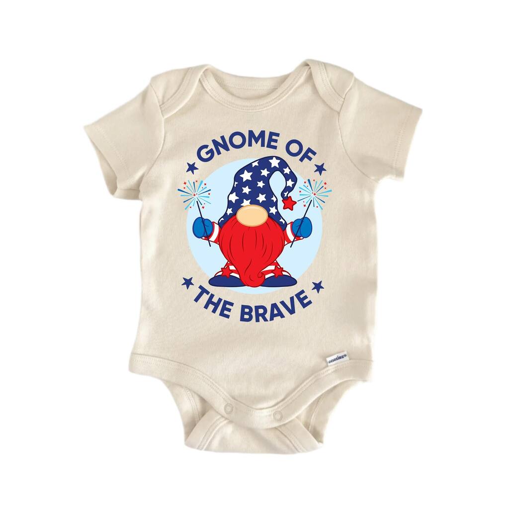 Gnome Of The Brave July 4th Patriotic - Baby Boy Girl Clothes Bodysuit