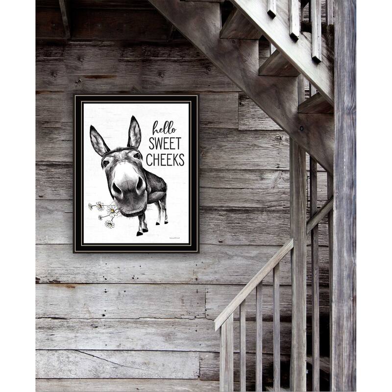 TrendyDecor4U Contemporary "Hello Sweet Cheeks Donkey" Framed Print Wall Art