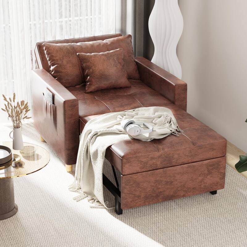 AECOJOY Adjustable Sleeper Chair Bed 3-in-1 Convertible Futon Sofa