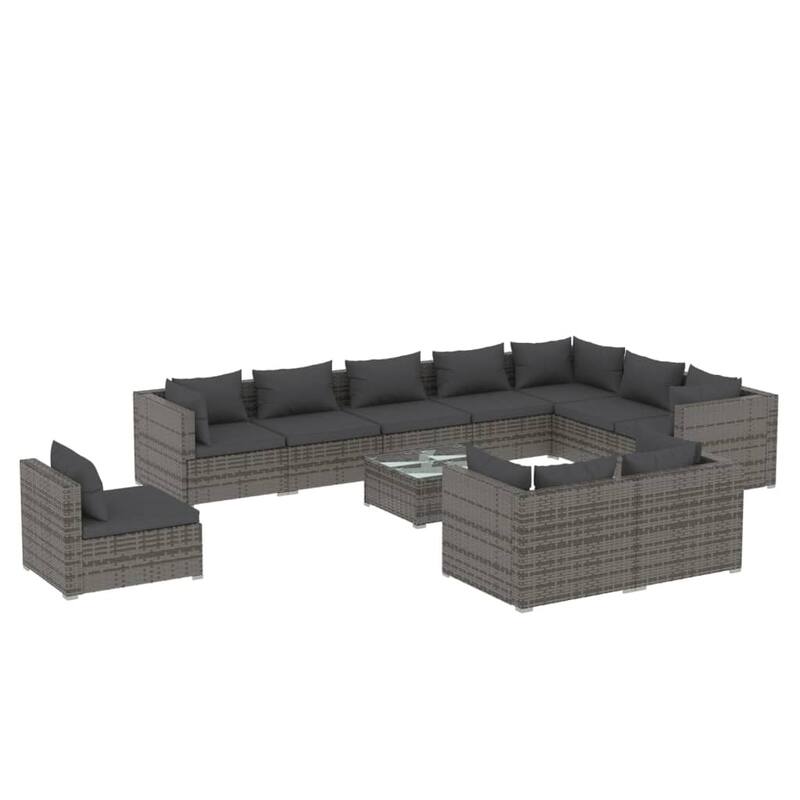 vidaXL Patio Lounge Set Outdoor Sectional Sofa Set Table Garden Poly Rattan - 27.6" x 27.6" x 23.8"