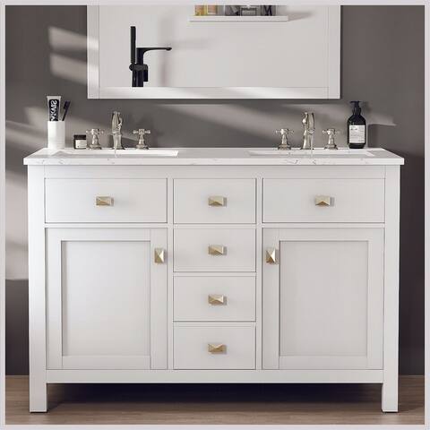 Totti Artemis 48-inch White Transitional Double Sink Bathroom Vanity