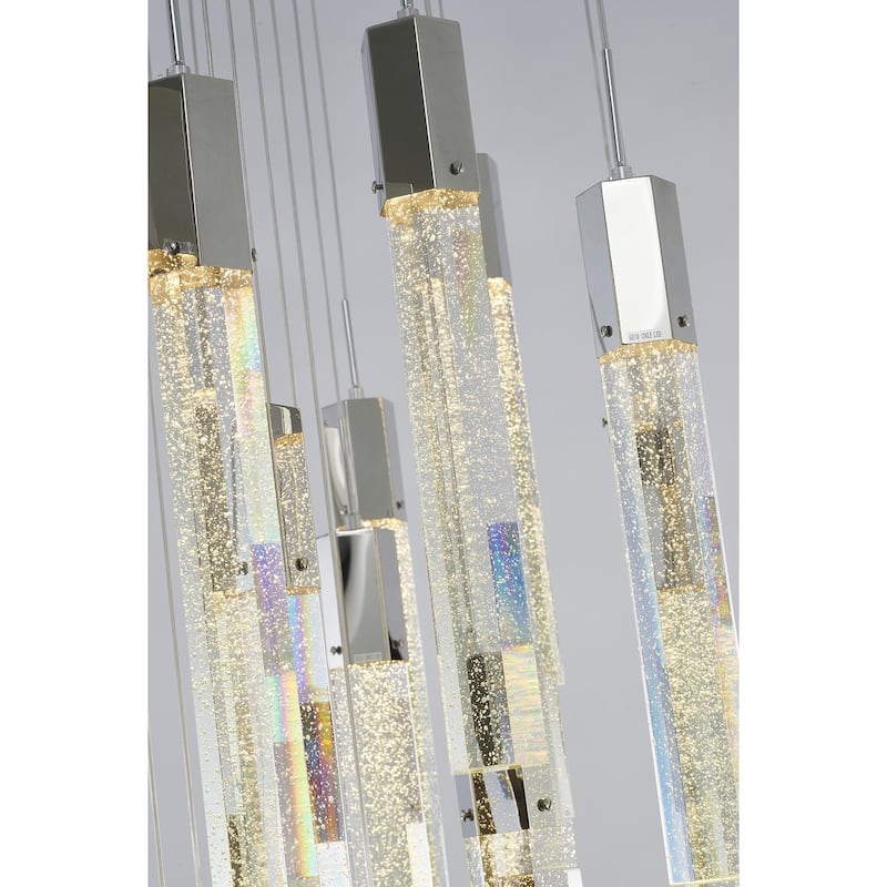 41-Light Chrome Chandelier With Clear Bubble Crystals