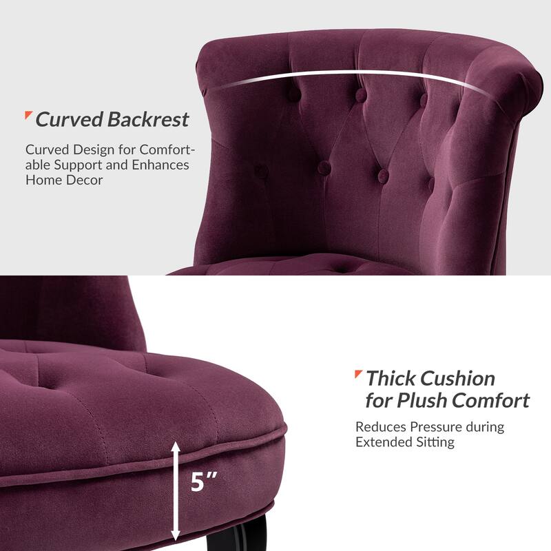 Paolino 25.1" Wide Traditional Velvet Button-tufted Back Stools with Wood Legs by HULALA HOME