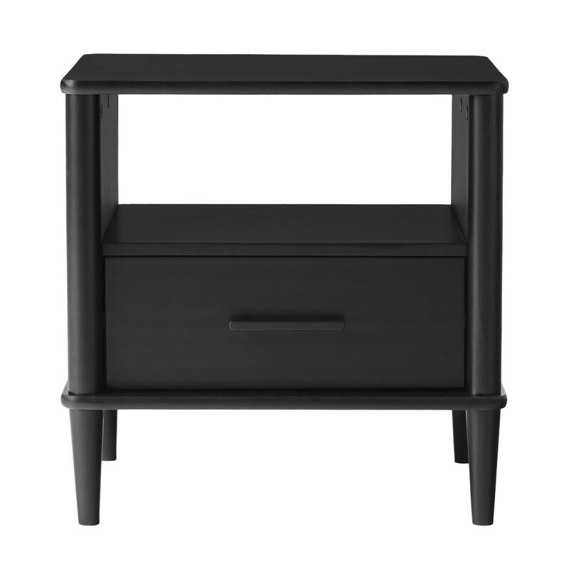Transitional Solid Wood Spindle Nightstand - Black