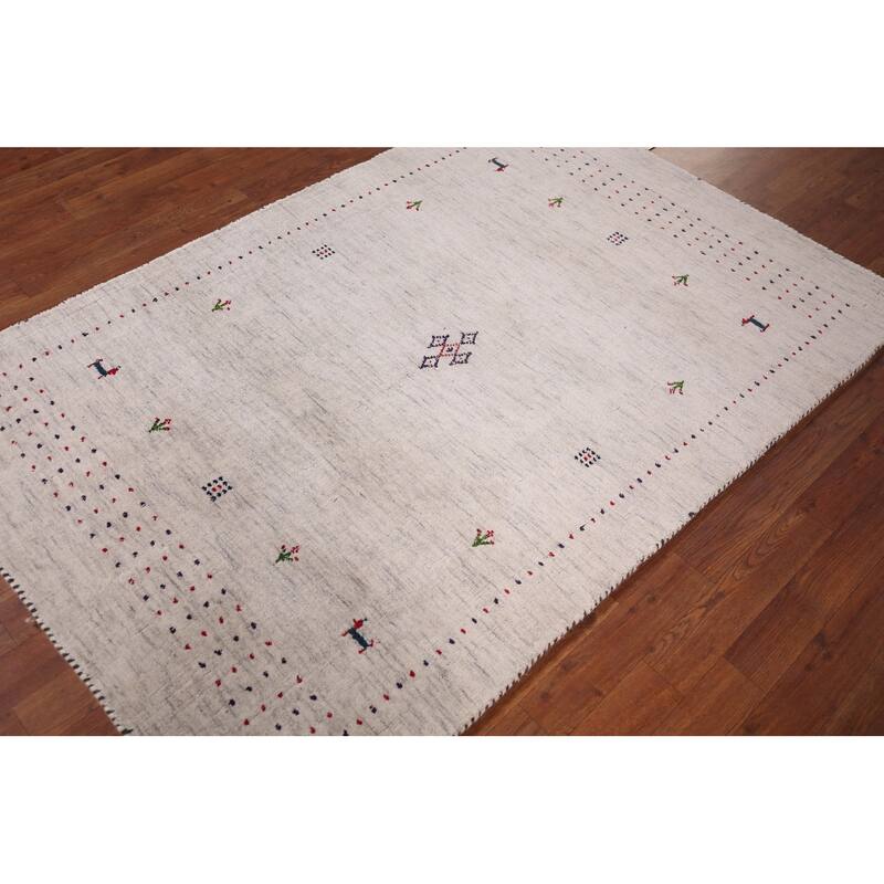 Tribal Animals Gabbeh Oriental Area Rug Hand-Knotted Wool Carpet - 3'11"x 5'10"