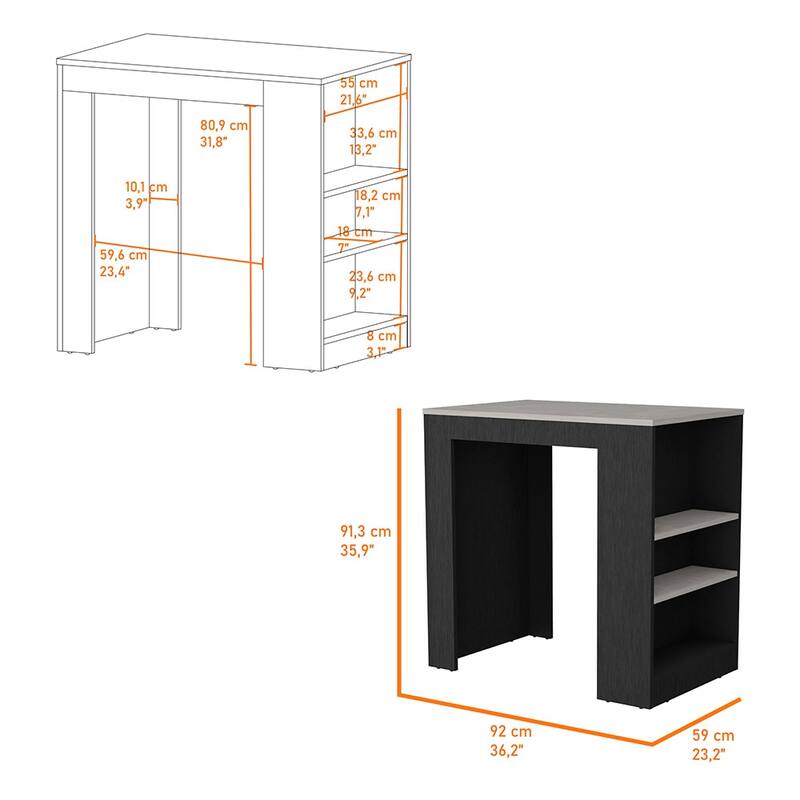 Kitchen Island Doyle, Three Side Shelves