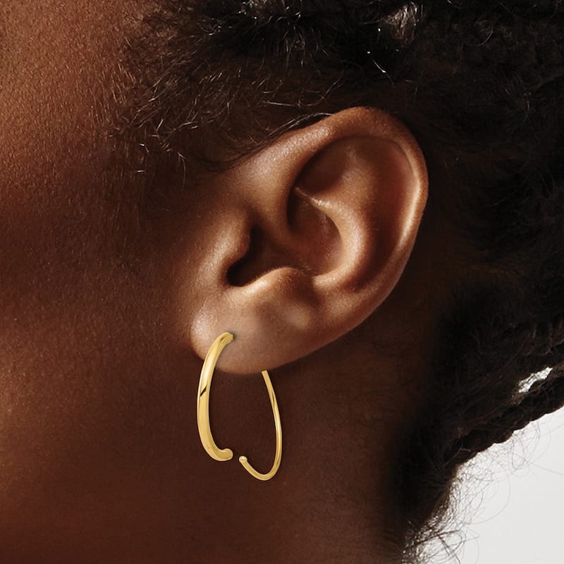 Curata 14k Yellow Gold Polished Round Curved Threader Earrings - 23.77x25mm