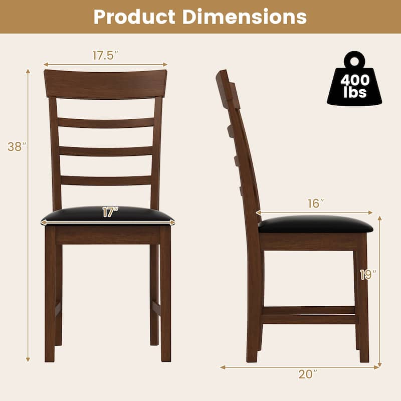 Gymax Wooden Dining Chair Set of 4 Pu Leather Upholstered Kitchen
