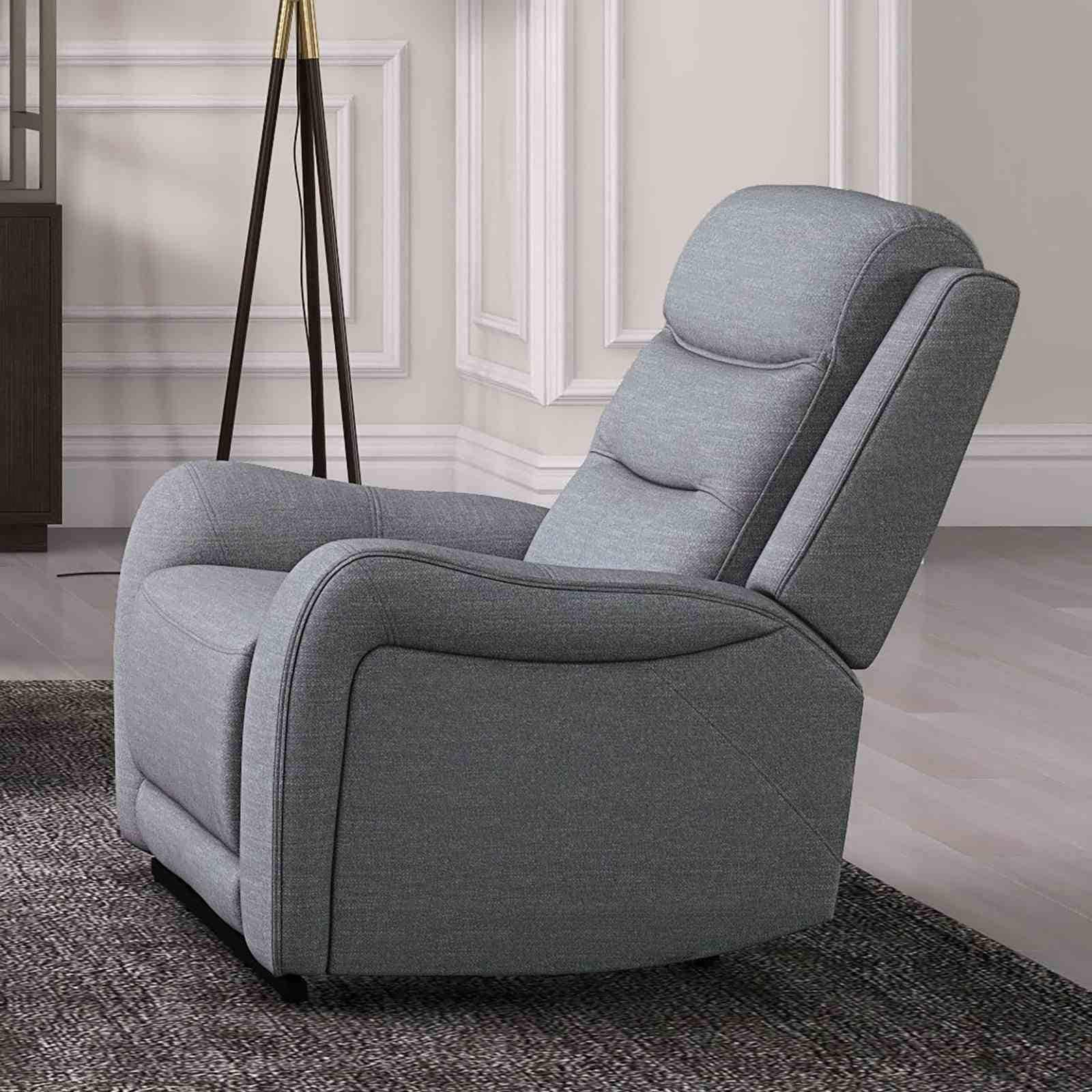 Upholstered Manual Recliner 1pc Gray Fabric